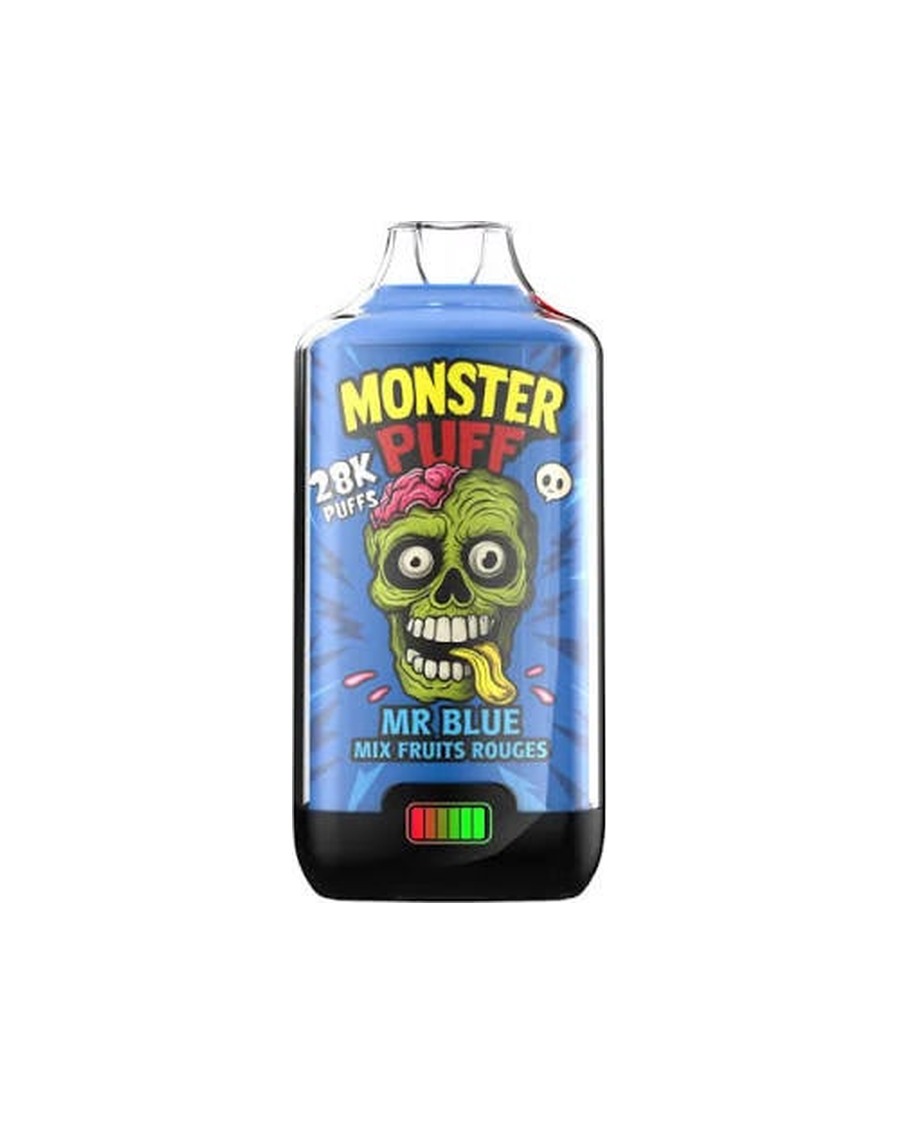 Monster Puff Mr Blue, usa e getta blu con grafica teschio